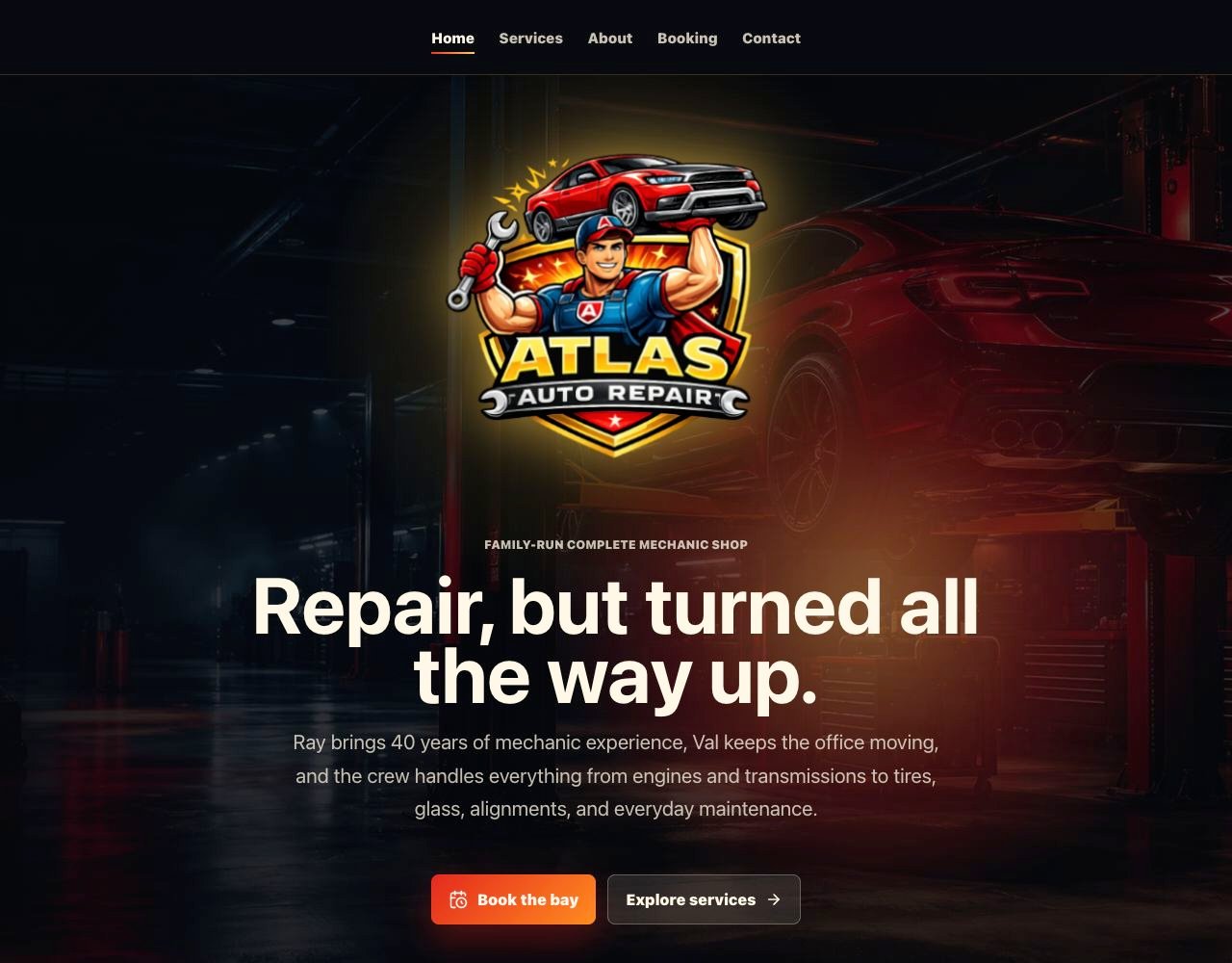 Atlas Auto Repair concept built by Clearwater Digital