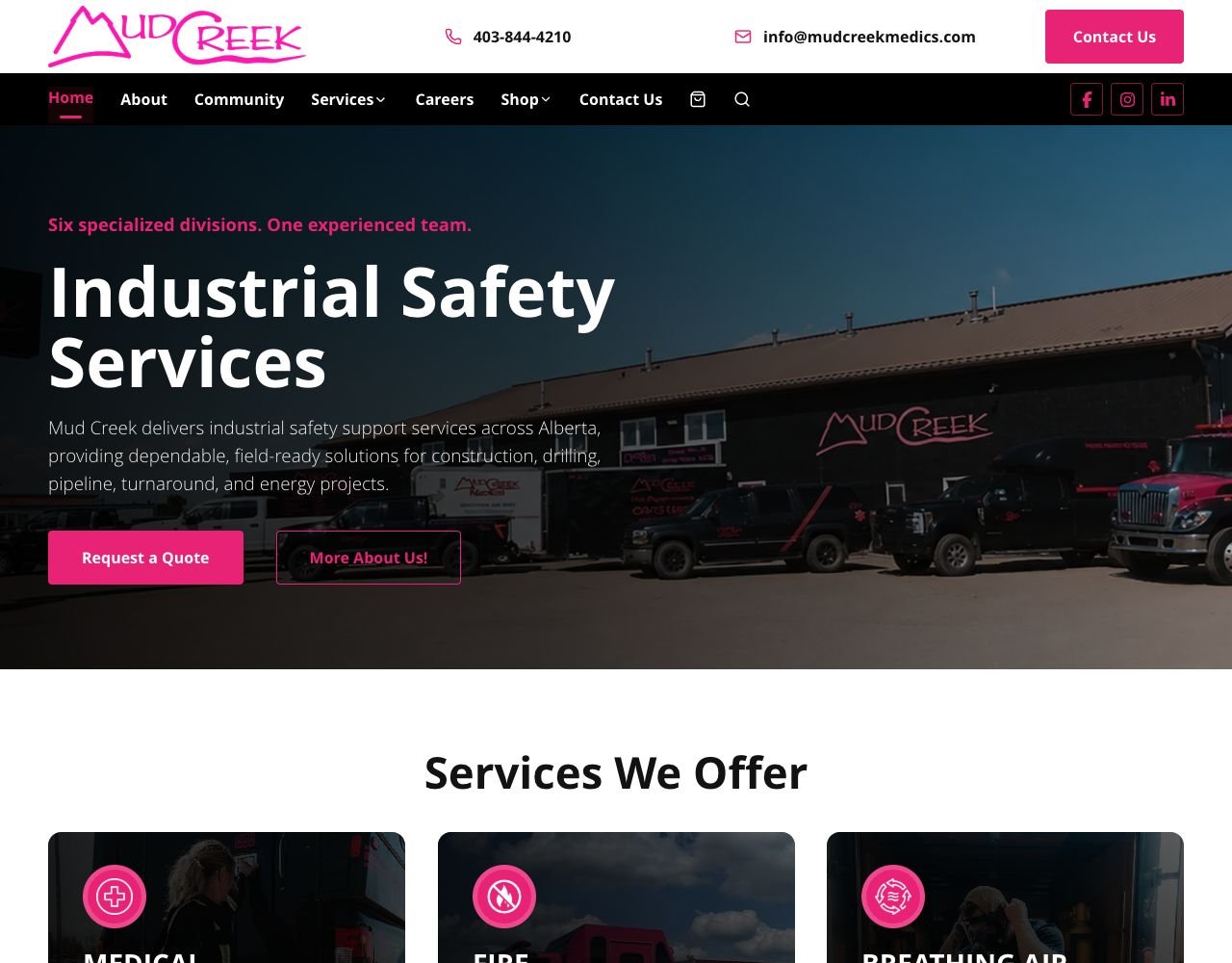 Mud Creek Medics website built by Clearwater Digital